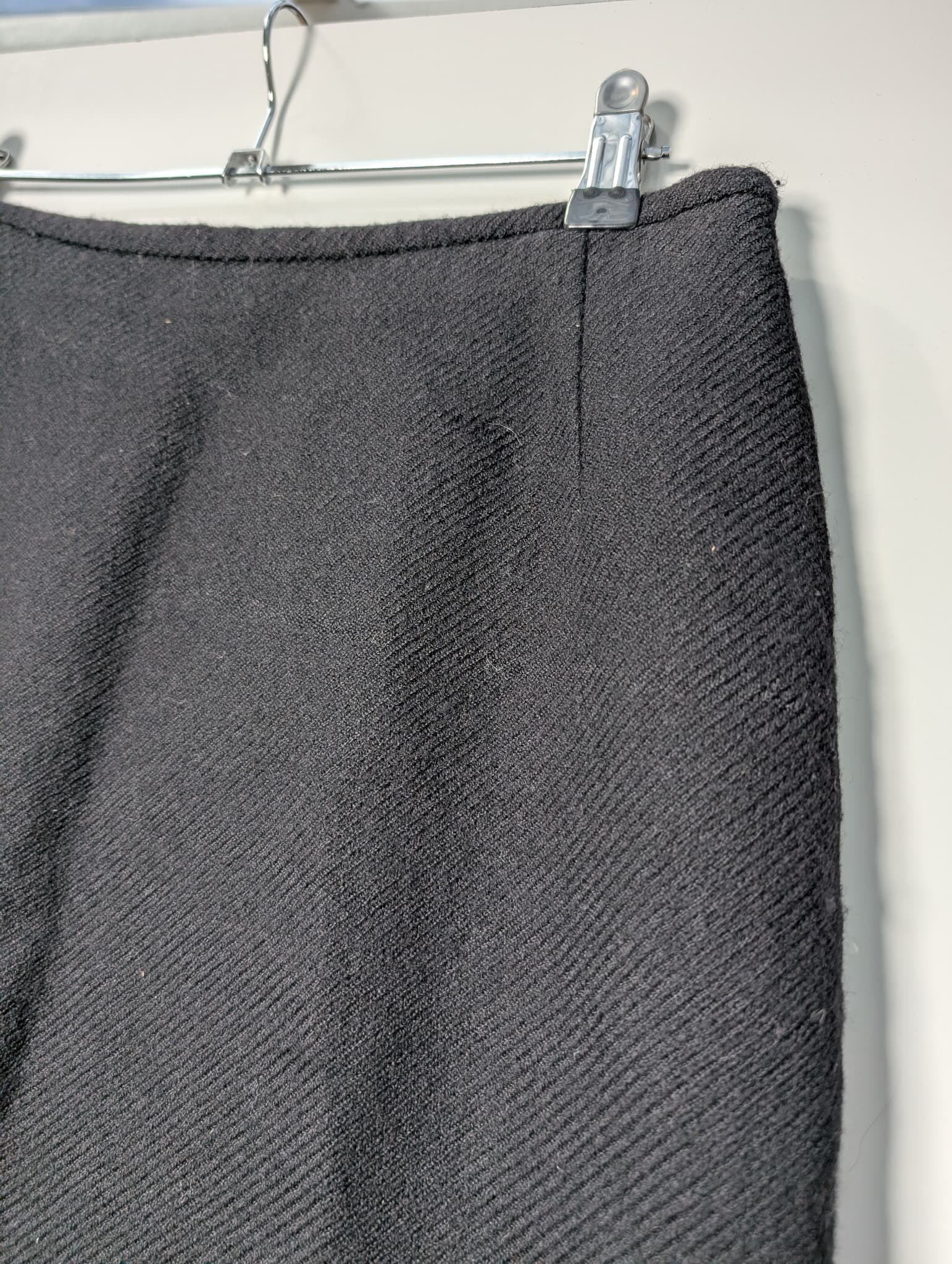 Trent Nathan Wool Blend Mini Skirt Black Fringed Hem Size 12 — photo 3 of 8