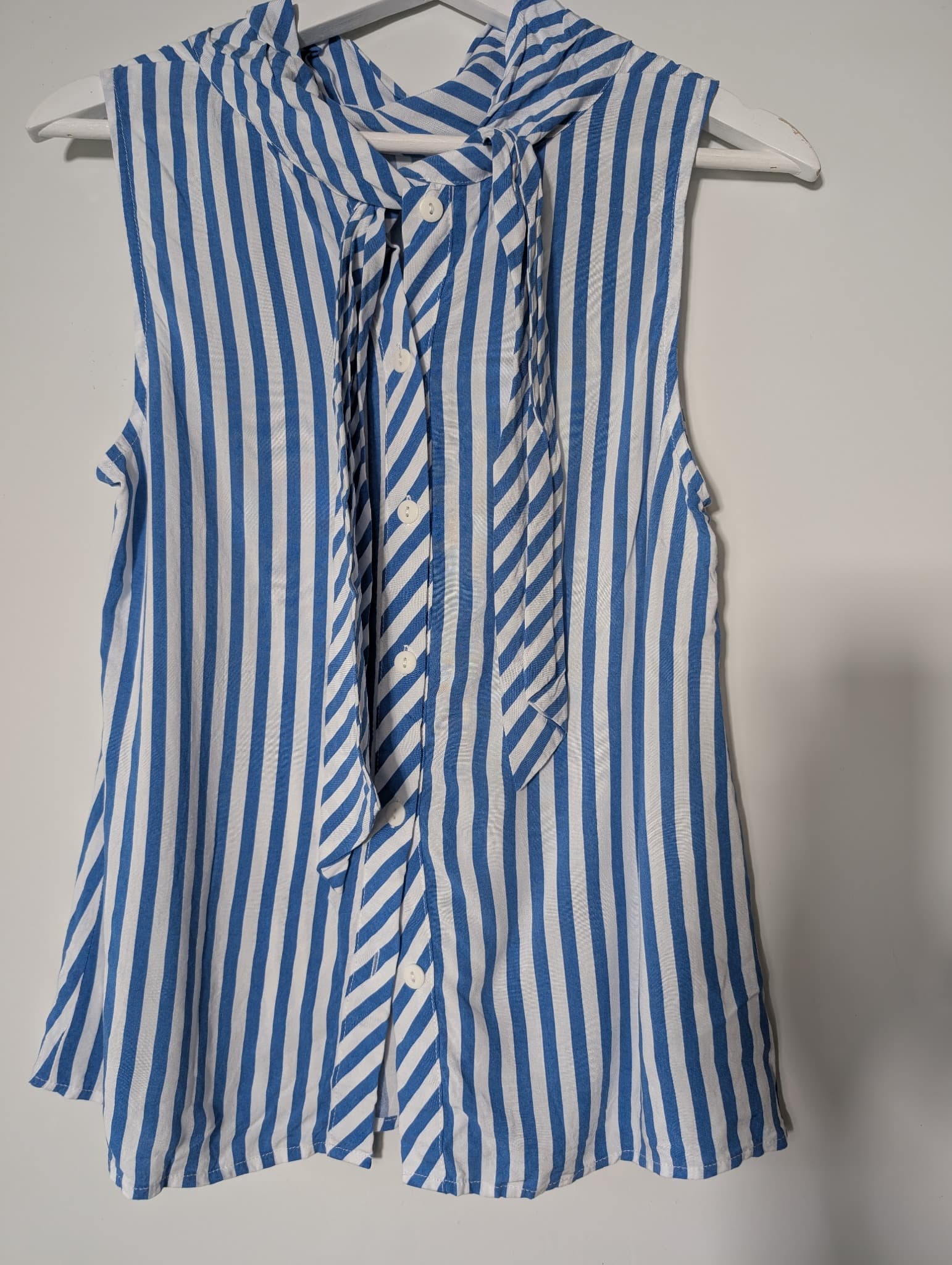 Twinset Sleeveless Mock Neck Top Blue and White Stripe Size S — photo 1 of 5