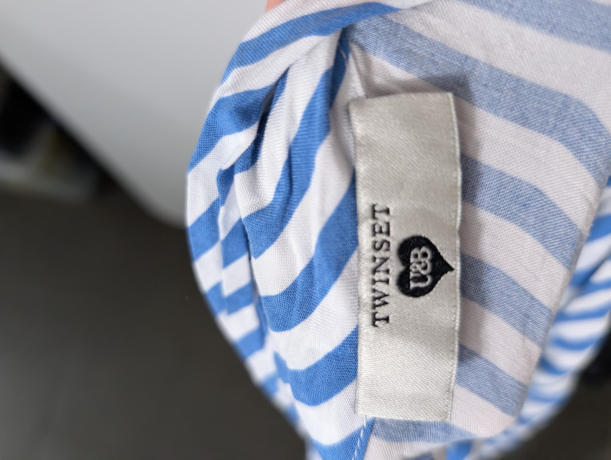 Twinset Sleeveless Mock Neck Top Blue and White Stripe Size S — photo 3 of 5