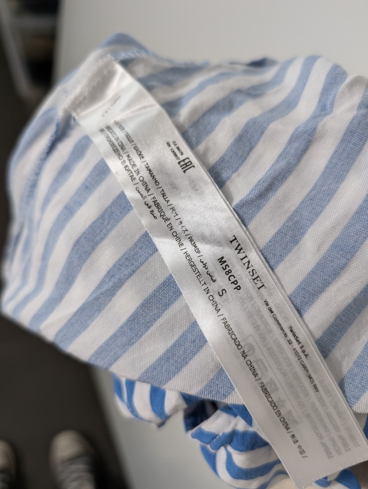 Twinset Sleeveless Mock Neck Top Blue and White Stripe Size S — photo 4 of 5
