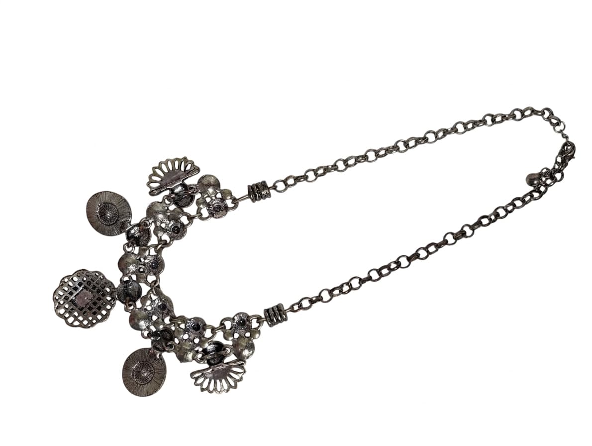 Unbranded Vintage-Style Silver Tone Coin and Filigree Charm Statement Necklace — photo 1 of 7