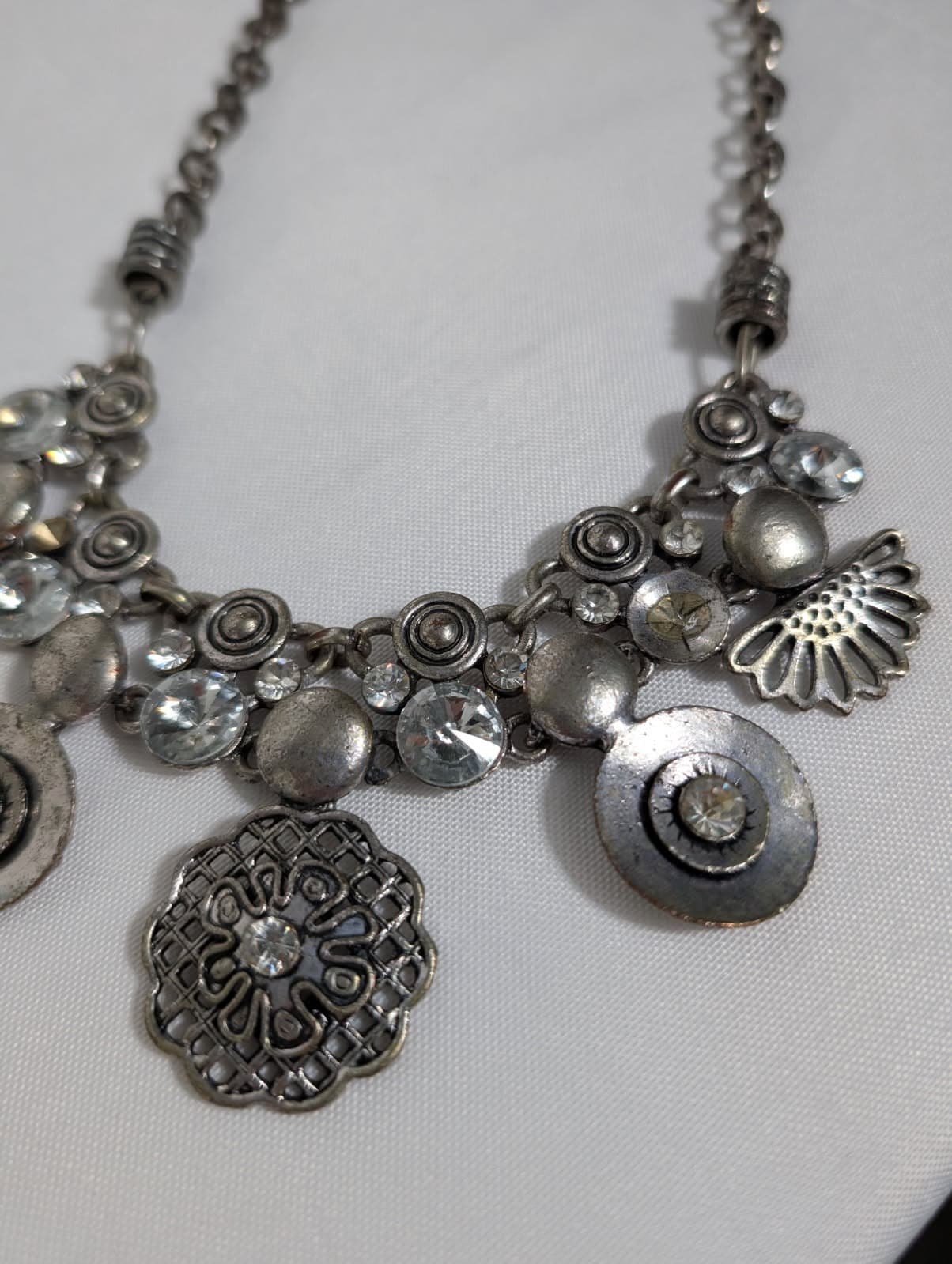 Unbranded Vintage-Style Silver Tone Coin and Filigree Charm Statement Necklace — photo 3 of 7