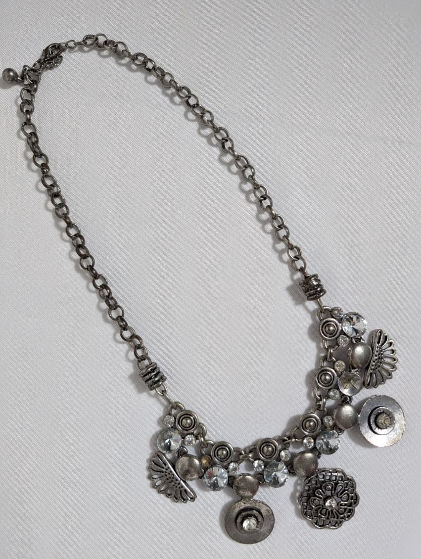 Unbranded Vintage-Style Silver Tone Coin and Filigree Charm Statement Necklace — photo 7 of 7
