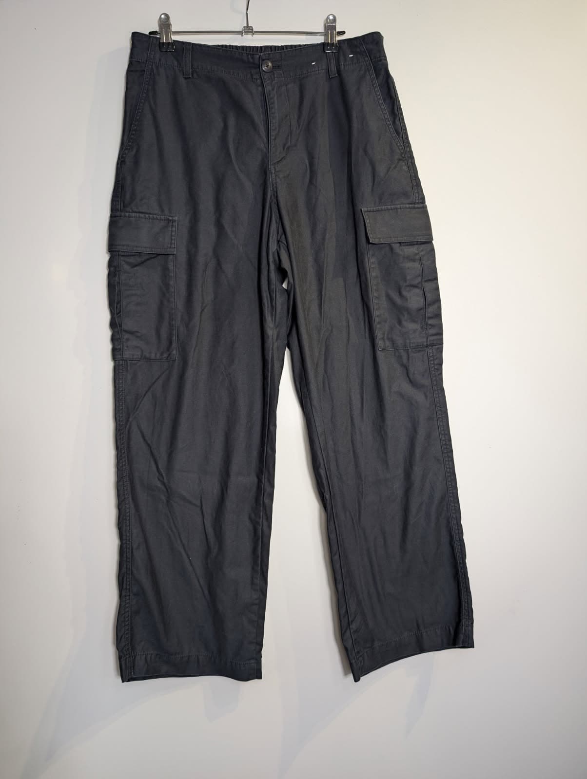 Uniqlo Cargo Pants Black Cotton Utility Trousers Size M — photo 3 of 5