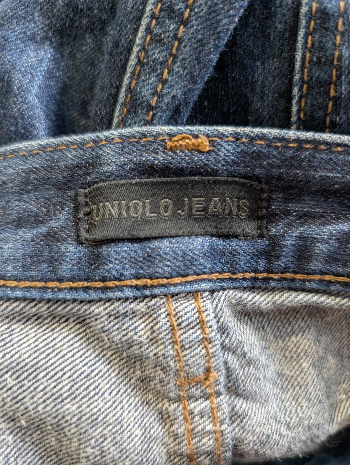 Uniqlo High Rise Straight Leg Jeans Dark Blue 32 inch Waist — photo 2 of 5