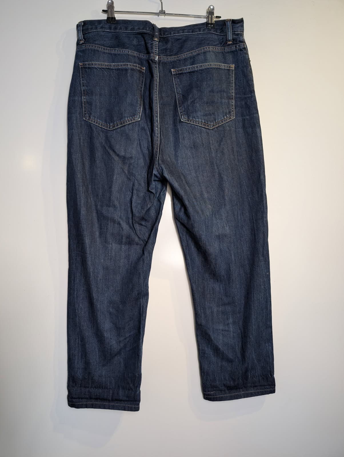 Uniqlo High Rise Straight Leg Jeans Dark Blue 32 inch Waist — photo 5 of 5