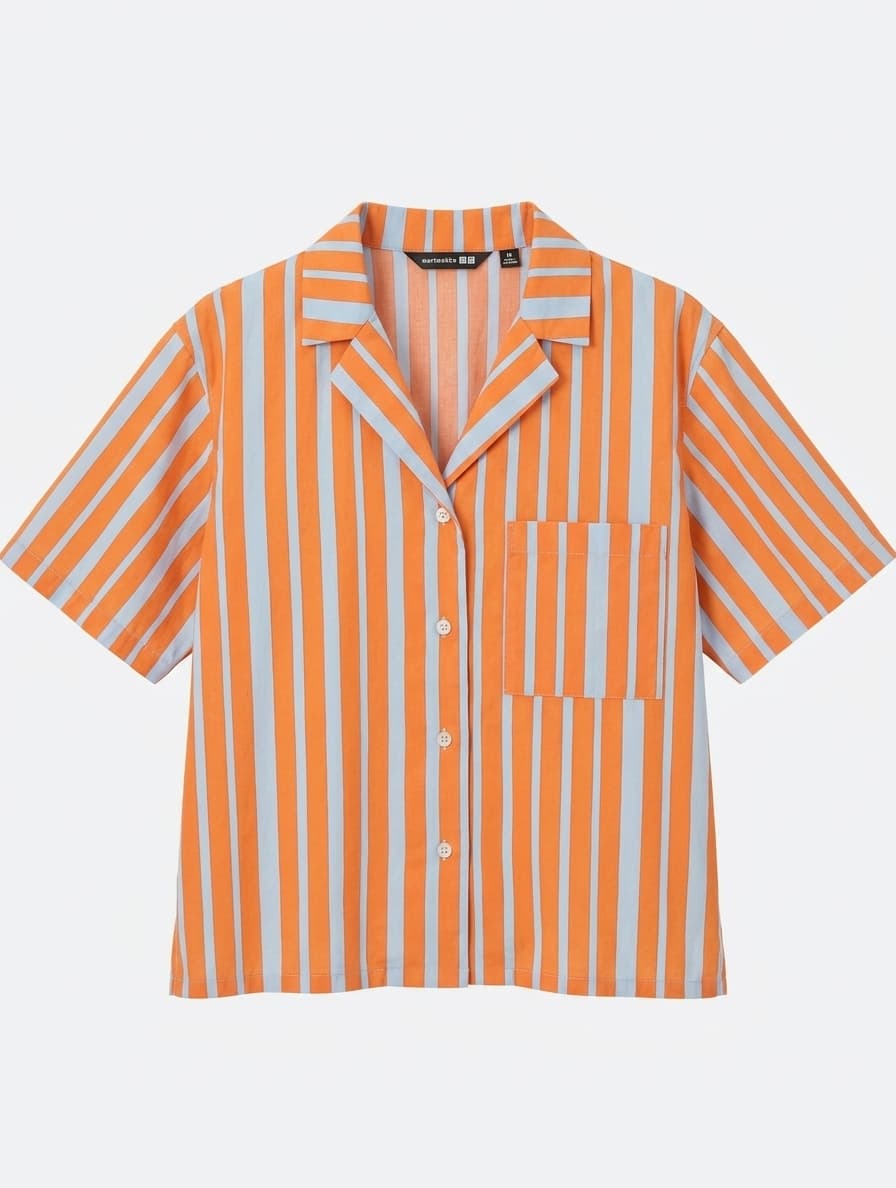 Uniqlo x Marimekko Women's Striped Open Collar Short Sleeve Shirt - Size M — photo 1 of 4