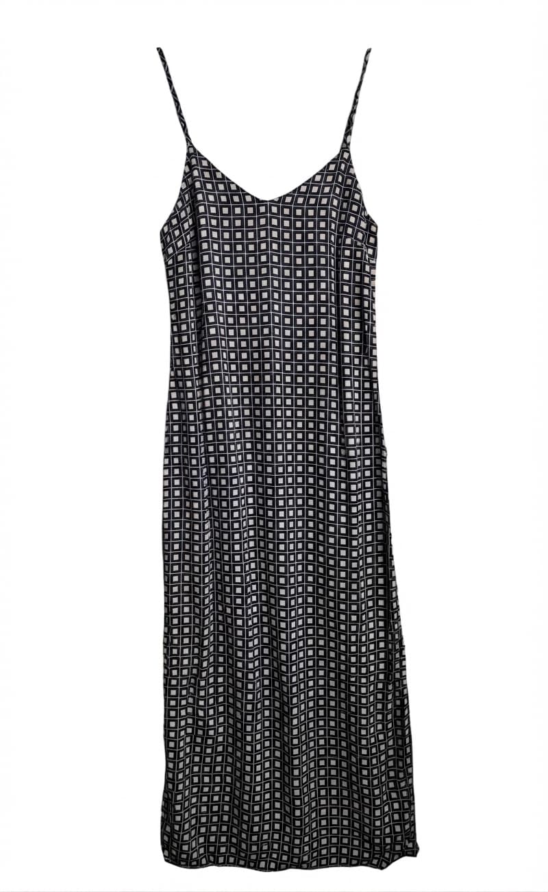 Unison Geometric Print Midi Slip Dress Navy and White Women's Size 6 — photo 1 of 5