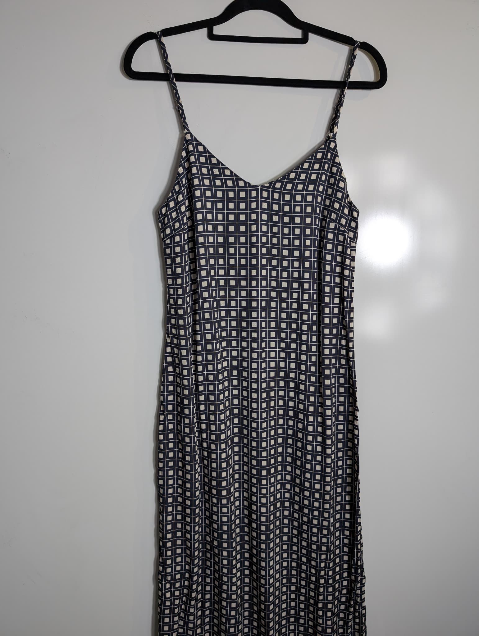 Unison Geometric Print Midi Slip Dress Navy and White Women's Size 6 — photo 2 of 5