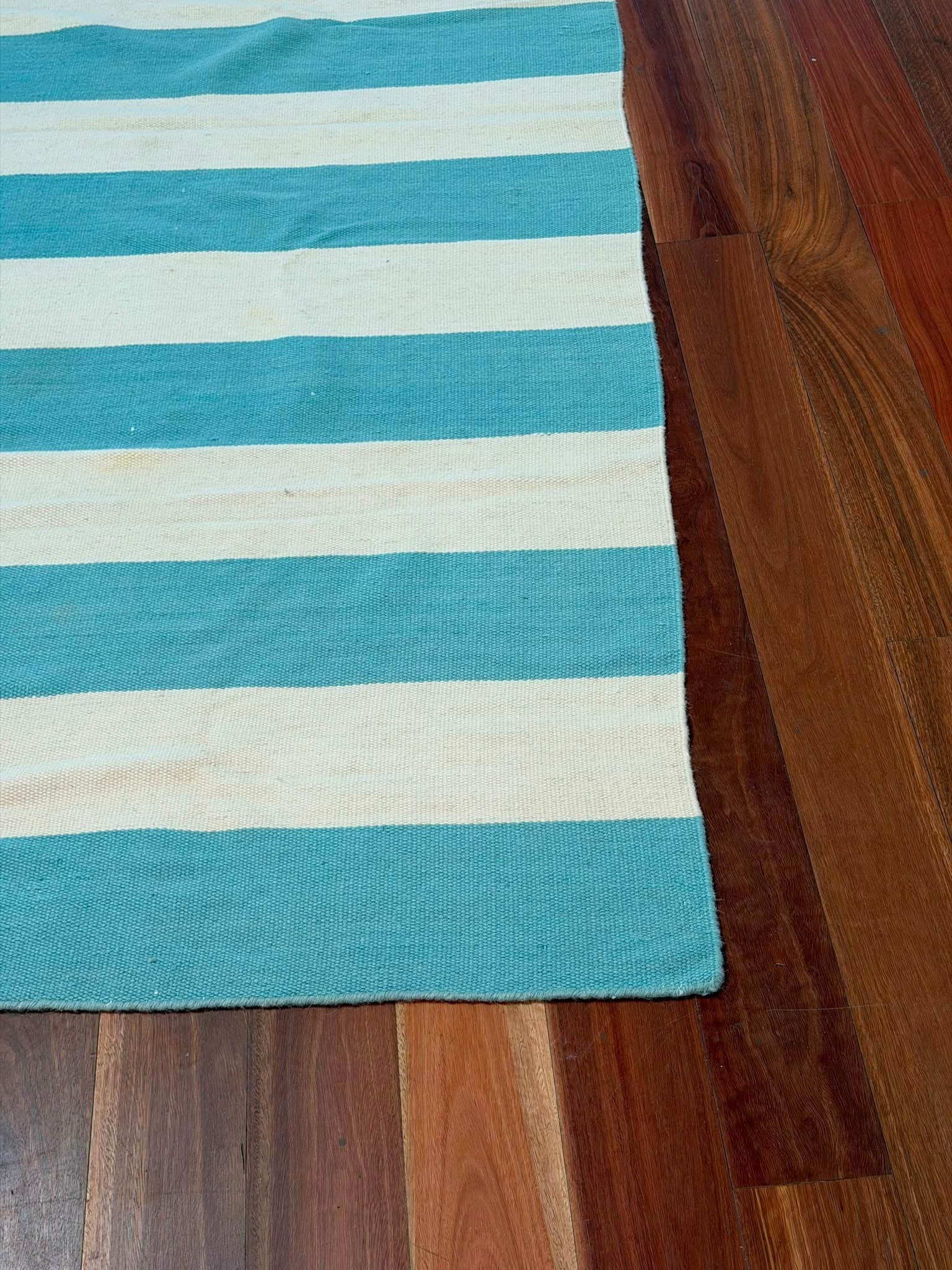 Unitex International Nomad Collection Wool Rug Striped Teal & White 280x190cm — photo 2 of 7