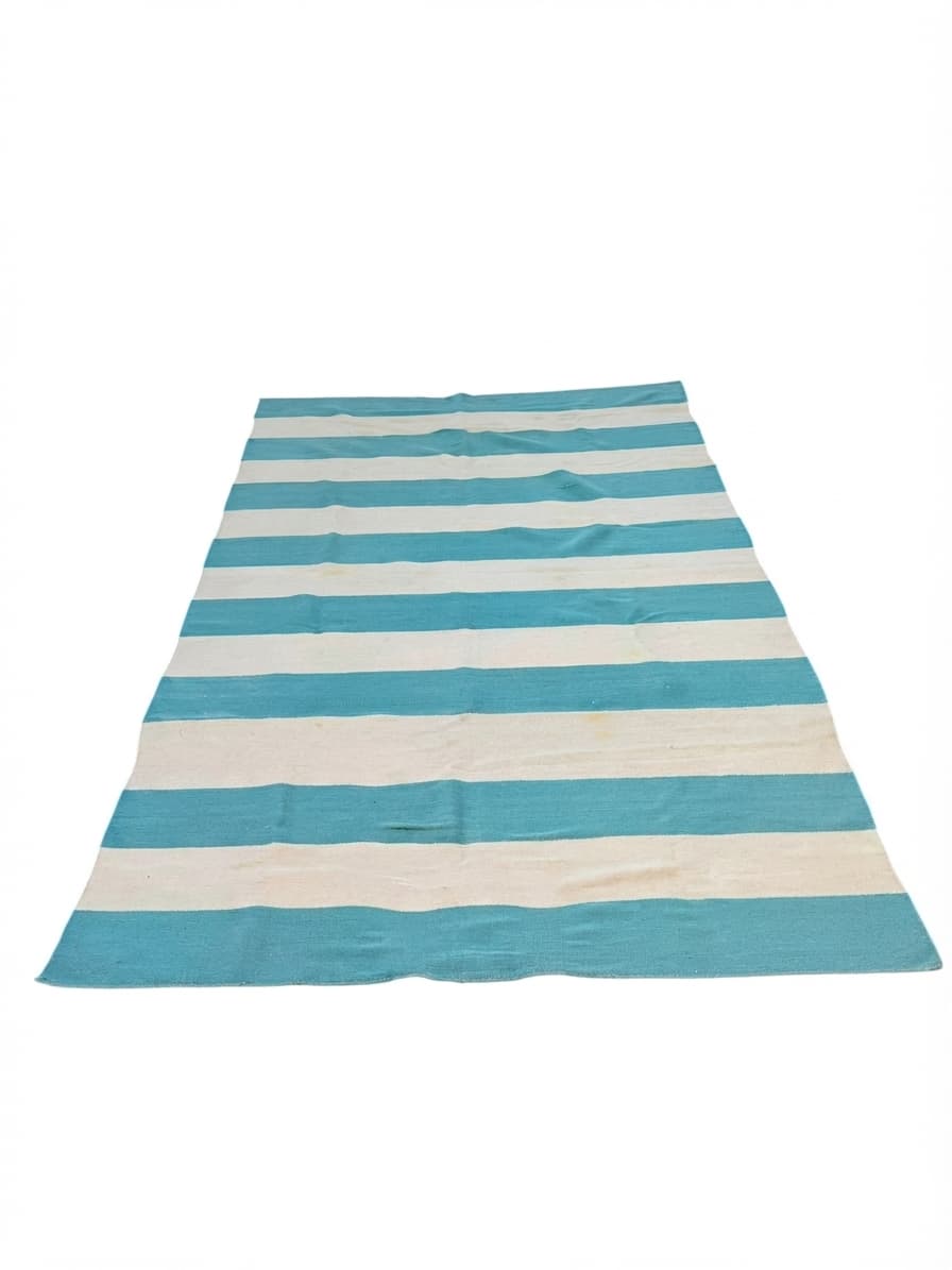 Unitex International Nomad Collection Wool Rug Striped Teal & White 280x190cm — photo 1 of 7