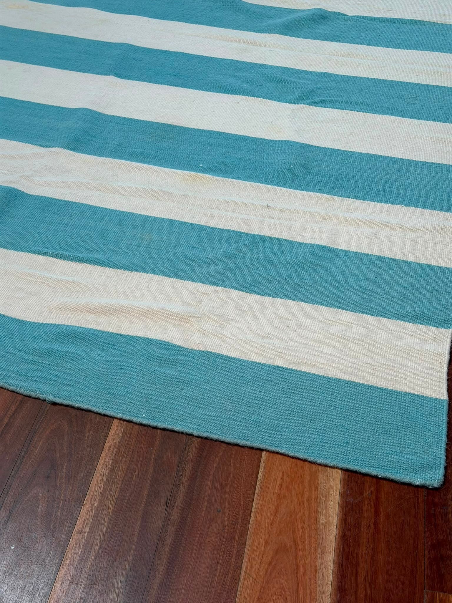 Unitex International Nomad Collection Wool Rug Striped Teal & White 280x190cm — photo 3 of 7