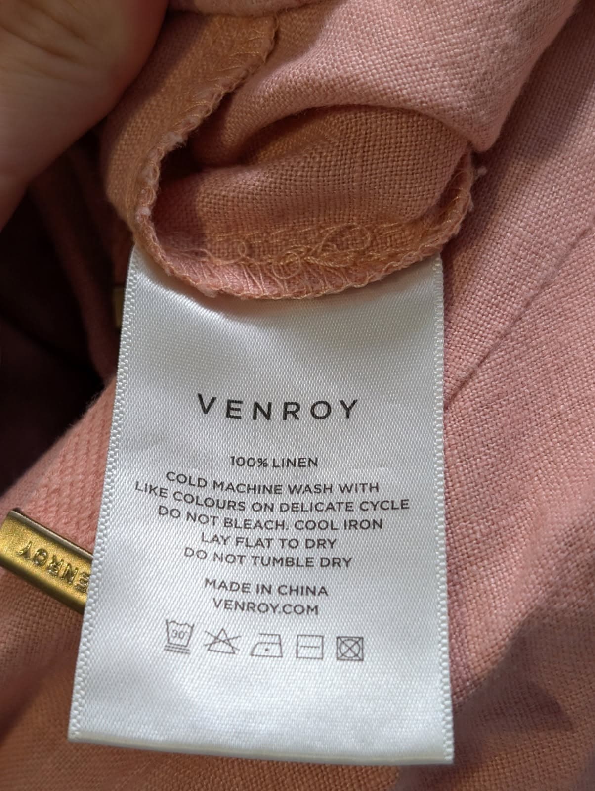 Venroy Linen Drawstring Trousers Pink Women's XS — photo 3 of 7