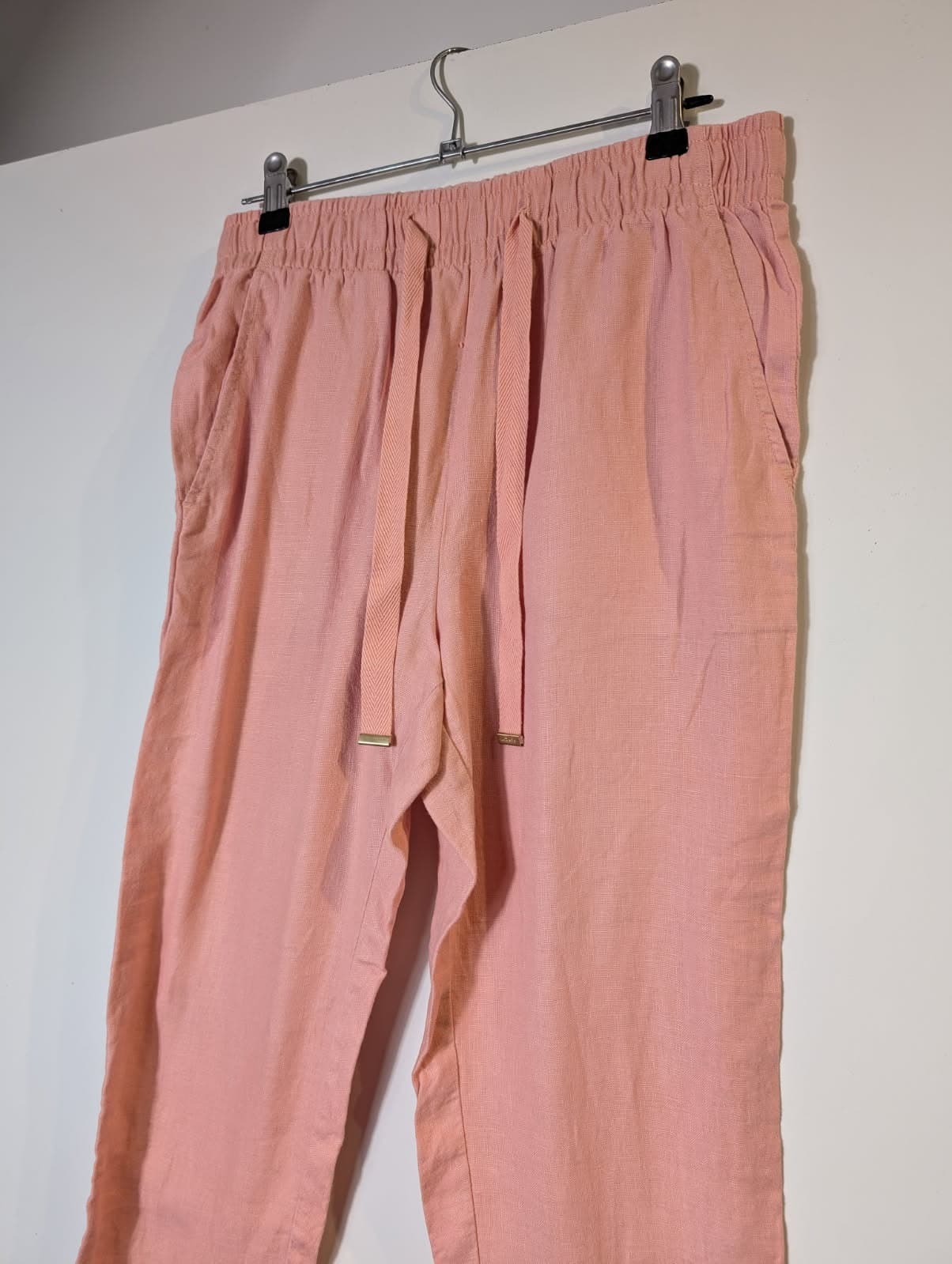 Venroy Linen Drawstring Trousers Pink Women's XS — photo 6 of 7