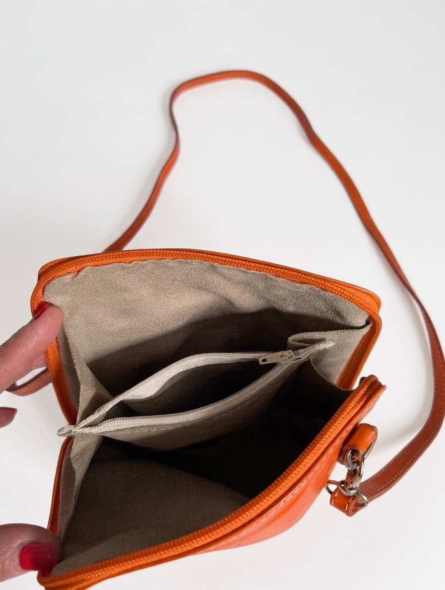 Vera Pelle Italian Leather Crossbody Bag - Vibrant Orange — photo 4 of 8