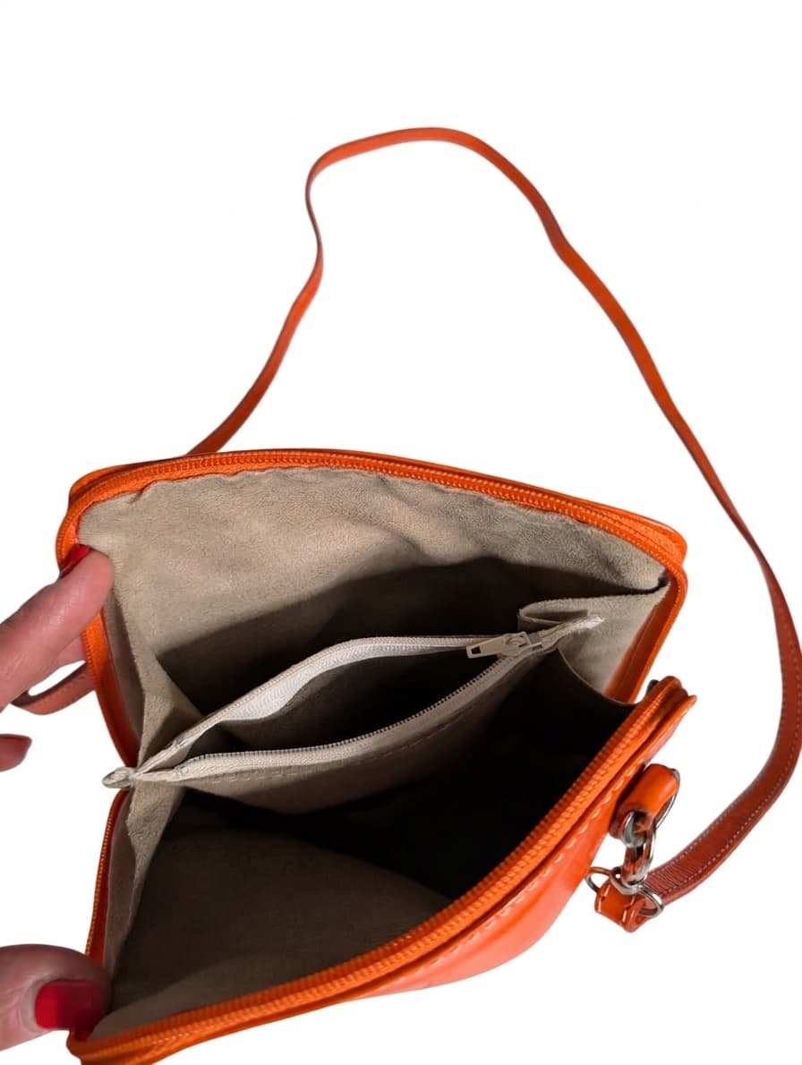 Vera Pelle Italian Leather Crossbody Bag Vibrant Orange — photo 1 of 7