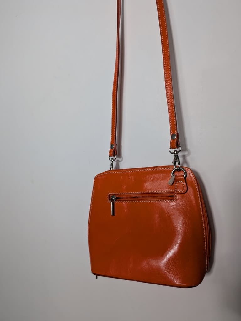 Vera Pelle Italian Leather Crossbody Bag Vibrant Orange — photo 2 of 7