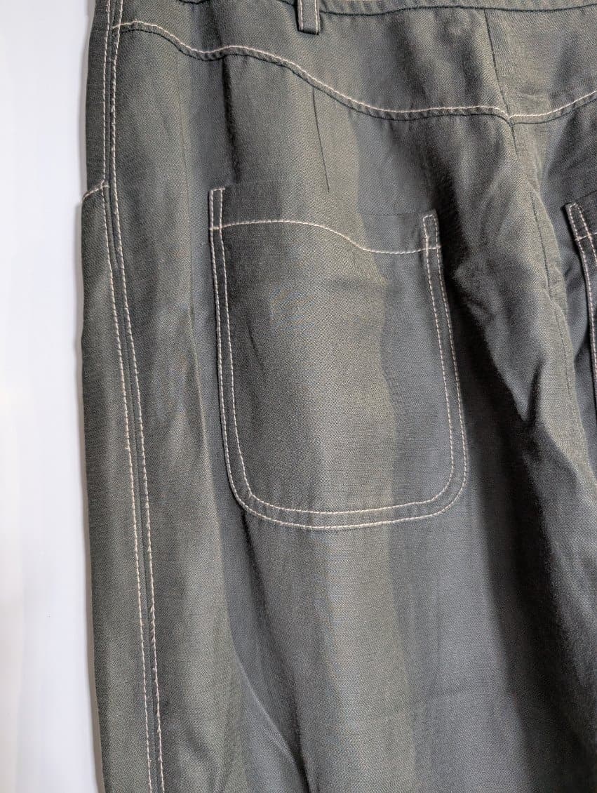 Veronika Maine Contrast Stitch Trousers Olive Green Size 8 — photo 3 of 8