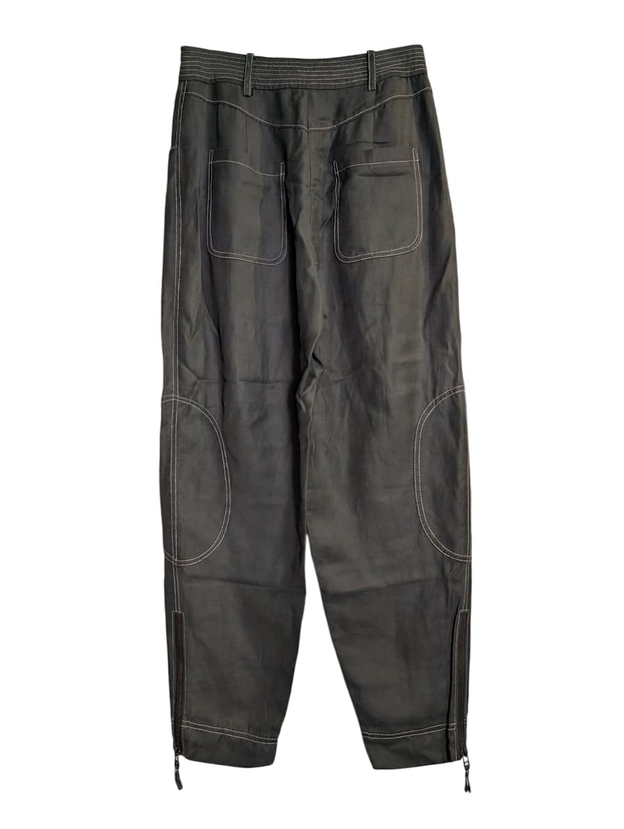 Veronika Maine Contrast Stitch Trousers Olive Green Size 8 — photo 1 of 8