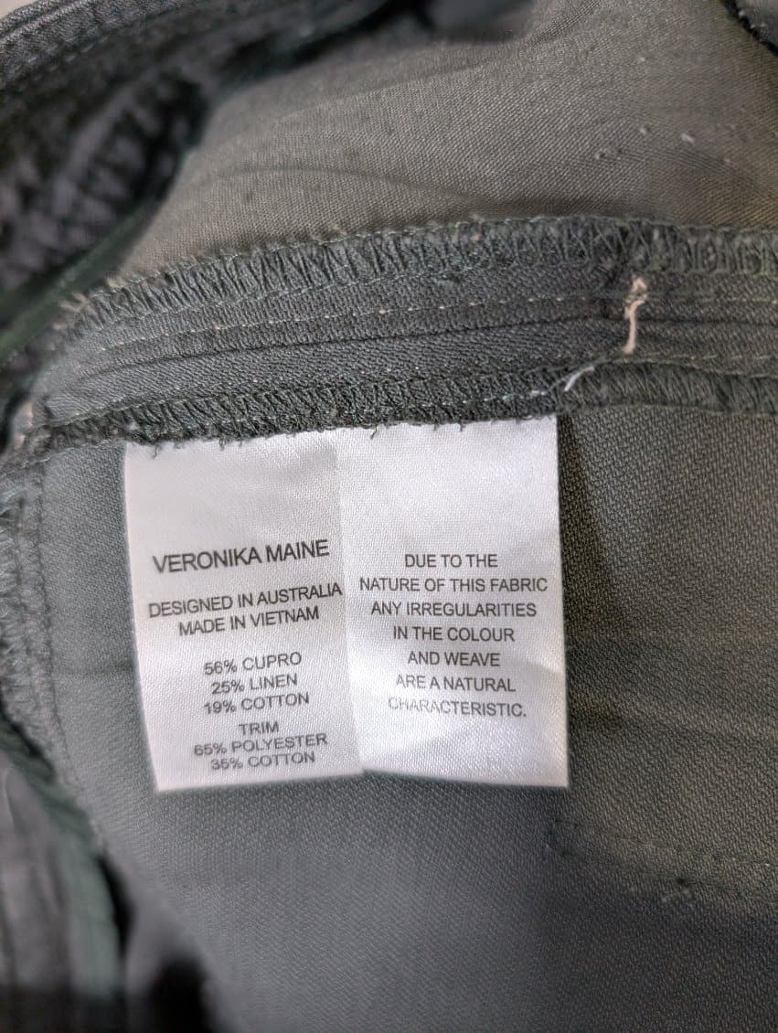 Veronika Maine Contrast Stitch Trousers Olive Green Size 8 — photo 5 of 8