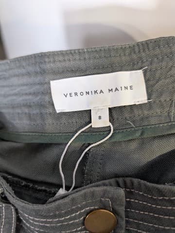 Veronika Maine Contrast Stitch Trousers Olive Green Size 8 — photo 6 of 8