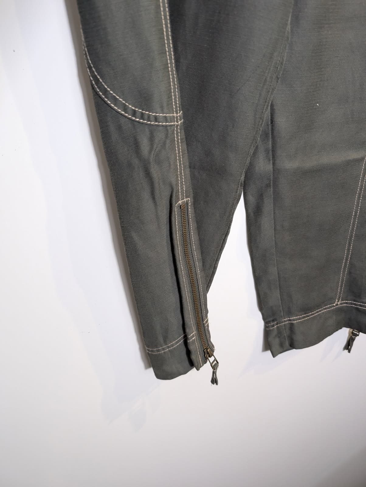 Veronika Maine Contrast Stitch Trousers Olive Green Size 8 — photo 8 of 8