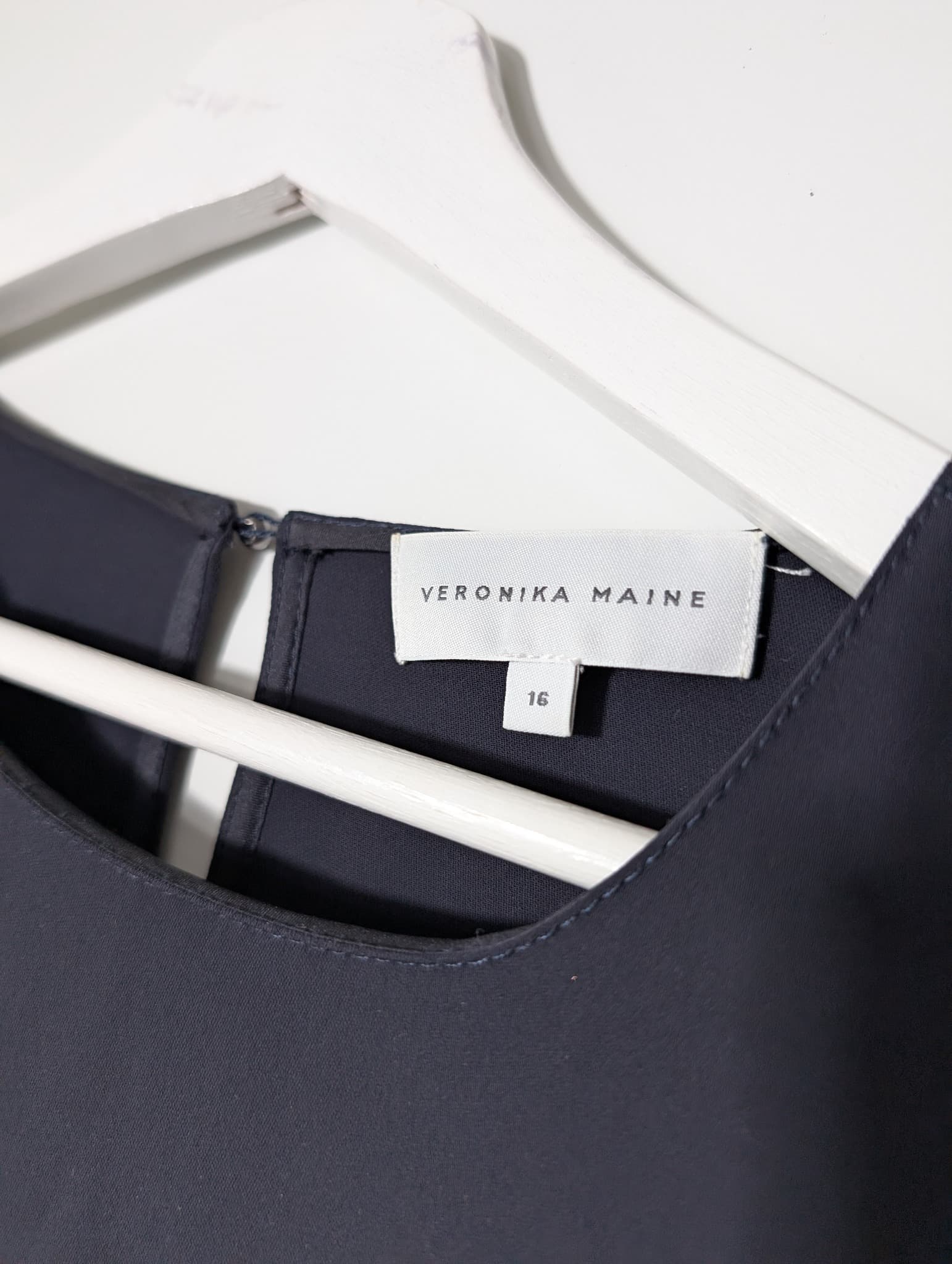 Veronika Maine Flutter Sleeve Shift Dress Navy Blue Size 16 — photo 3 of 8