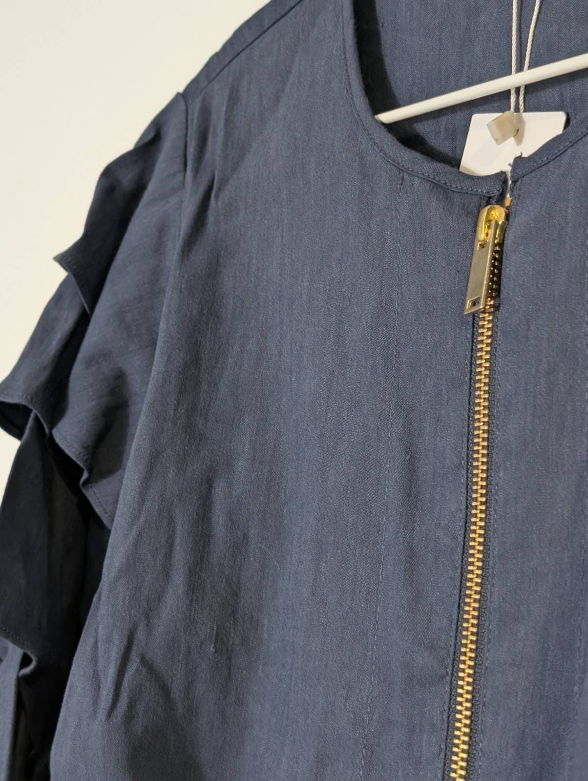 Veronika Maine Navy Blue Ruffle Zip-Up Jacket - Women's Size 8 — photo 7 of 10