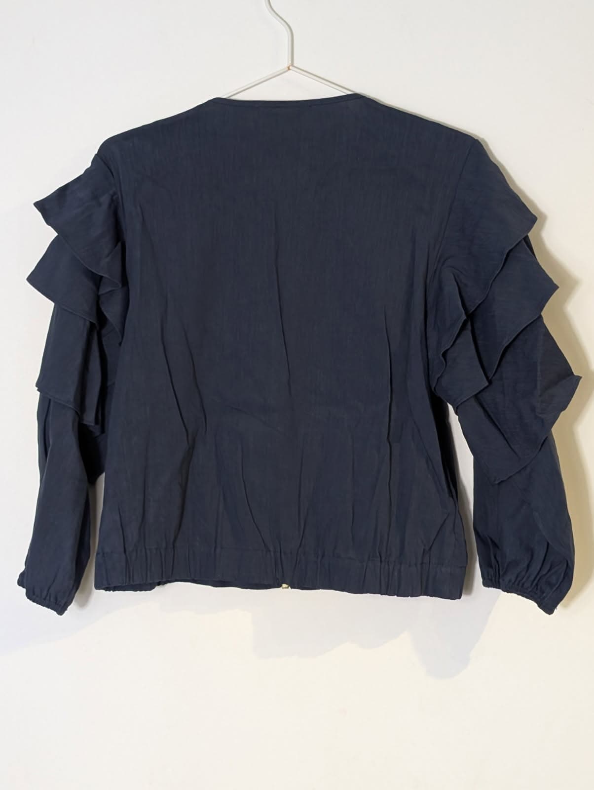 Veronika Maine Navy Blue Ruffle Zip-Up Jacket - Women's Size 8 — photo 3 of 10