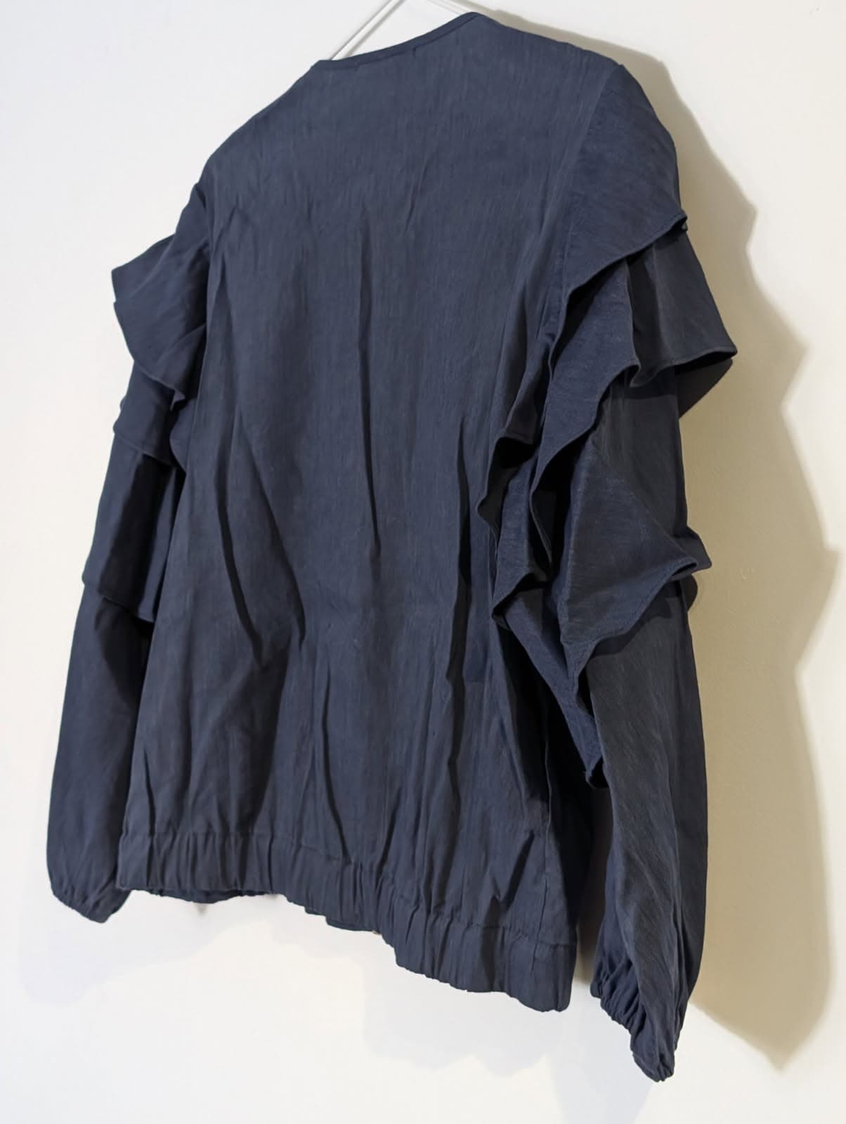 Veronika Maine Navy Blue Ruffle Zip-Up Jacket - Women's Size 8 — photo 4 of 10