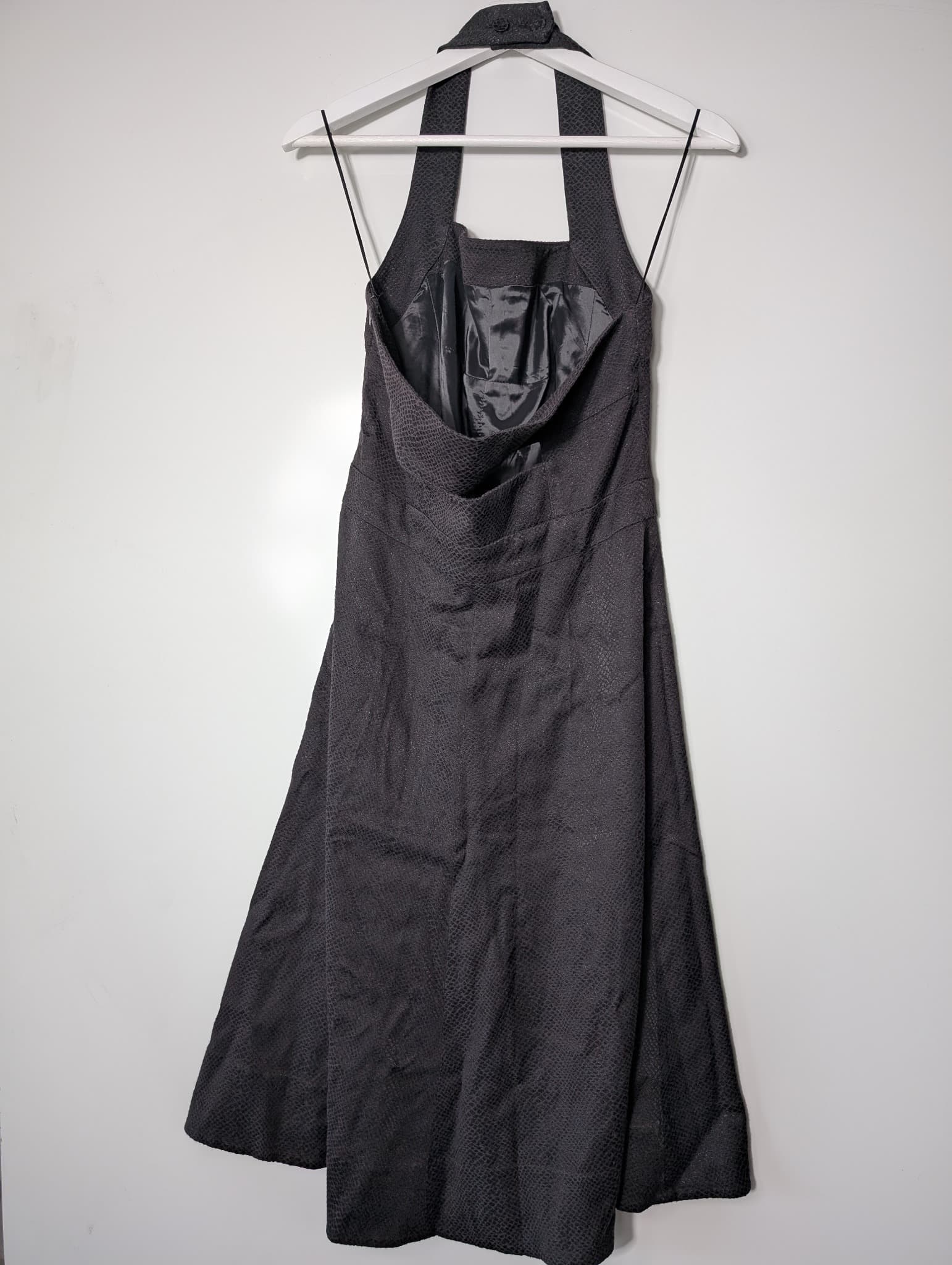 Veronika Maine Textured Halter Neck Midi Dress Black Size 12 — photo 4 of 9