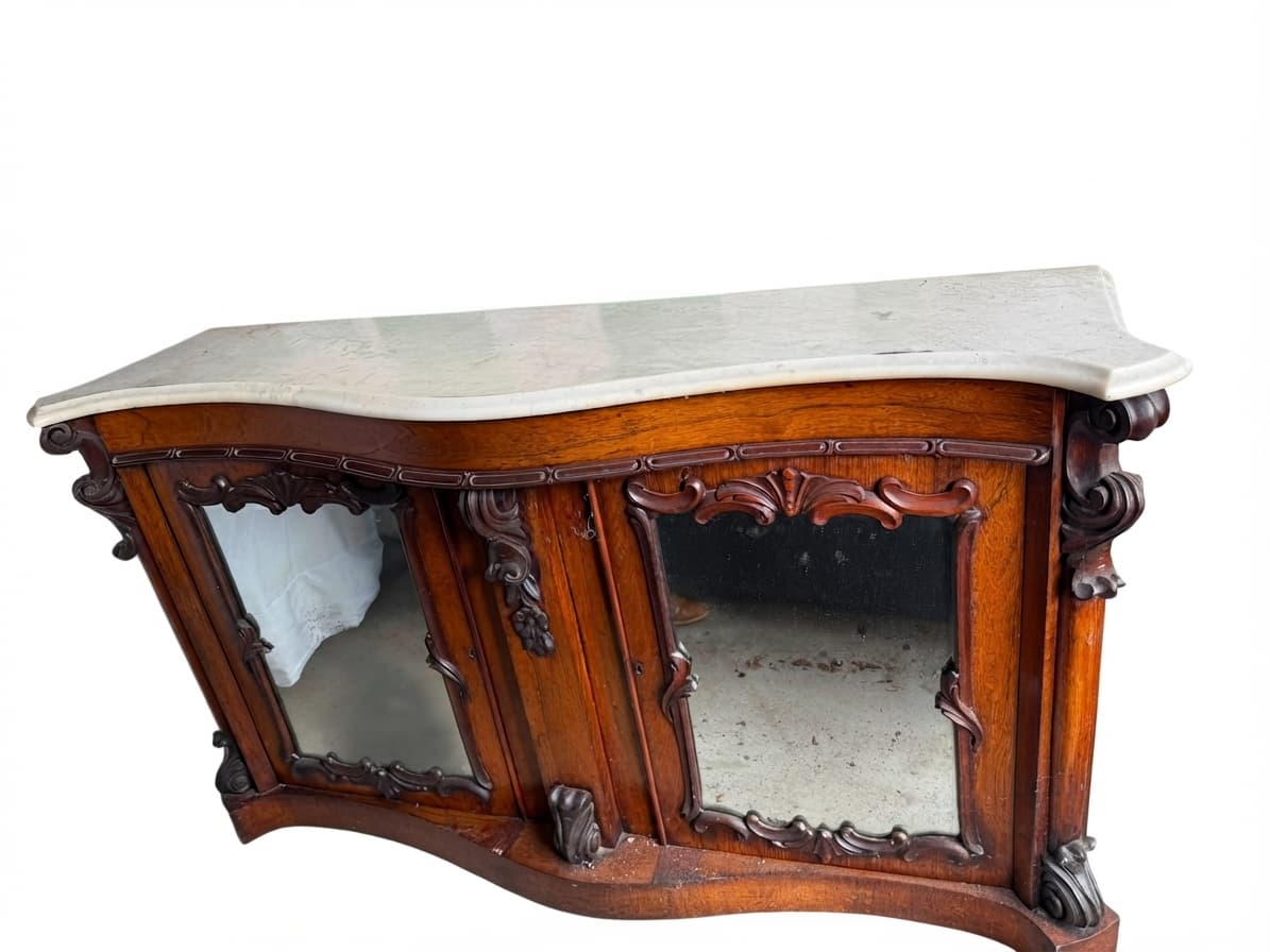 Victorian Era Mahogany Sideboard with Marble Top — photo 1 of 8