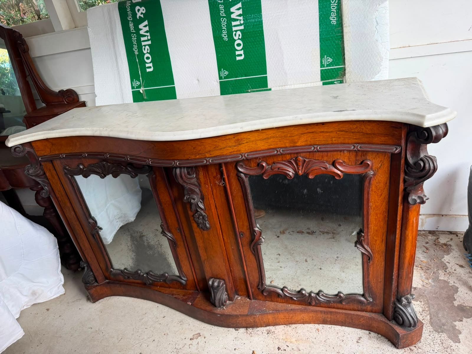 Victorian Era Mahogany Sideboard with Marble Top — photo 2 of 8