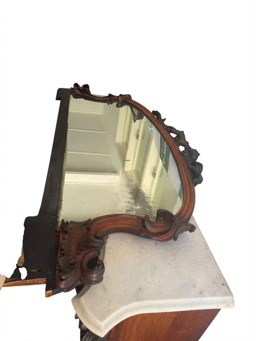 Victorian Fruitwood Credenza with Carved Mirror Back — photo 1 of 3