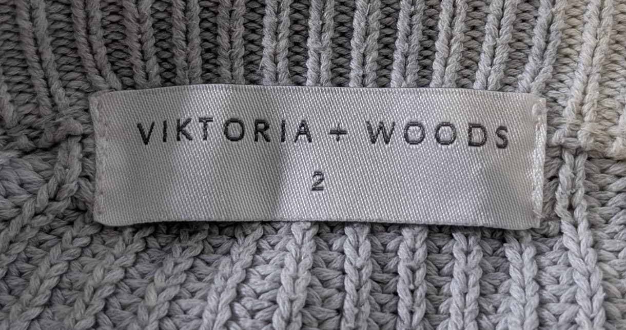 Viktoria + Woods Grey Cotton Knit Sweater - Braided Detail Size 2 — photo 2 of 5