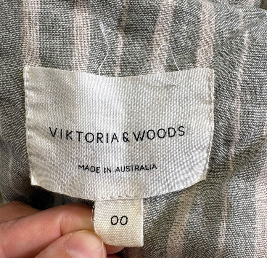 Viktoria & Woods Laken Top Striped Linen Blend Grey and White Size 00 — photo 3 of 5