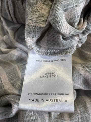 Viktoria & Woods Laken Top Striped Linen Blend Grey and White Size 00 — photo 4 of 5