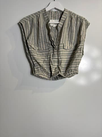 Viktoria & Woods Laken Top Striped Linen Blend Grey and White Size 00 — photo 1 of 5