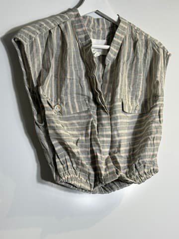 Viktoria & Woods Laken Top Striped Linen Blend Grey and White Size 00 — photo 5 of 5