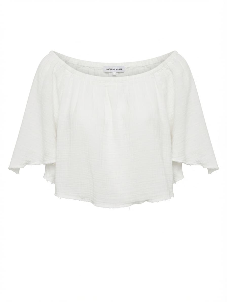 Viktoria & Woods Off-The-Shoulder Gauze Crop Top White Size 0 — photo 1 of 8