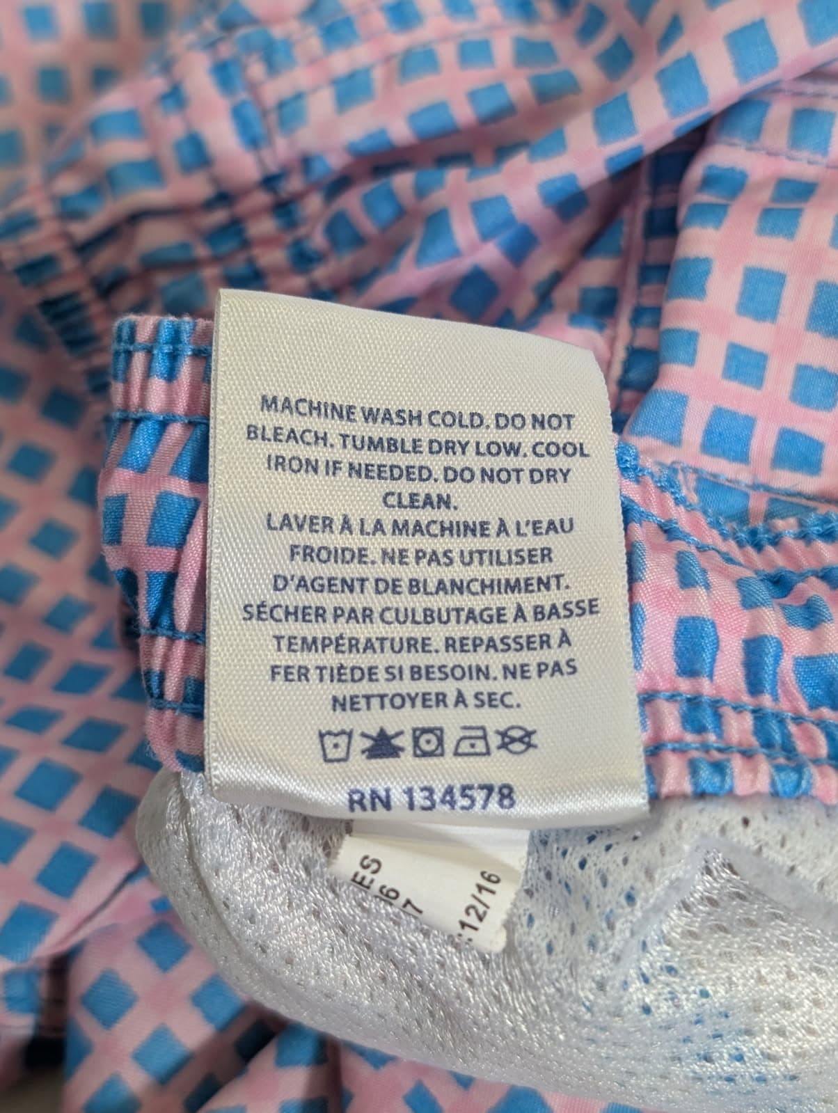 Vineyard Vines Men's Chappy Swim Trunks - Pink and Blue Grid Print — photo 5 of 8