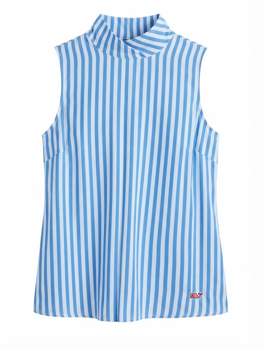 Vineyard Vines Sleeveless Mock Neck Striped Top Blue and White — photo 1 of 3