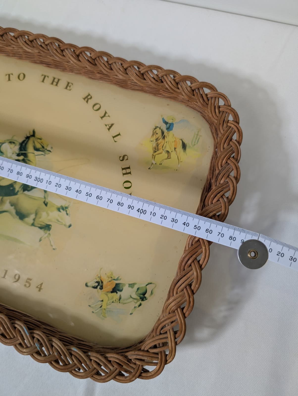 Vintage 1954 Sydney Royal Show Wicker-Rimmed Serving Tray — photo 6 of 6