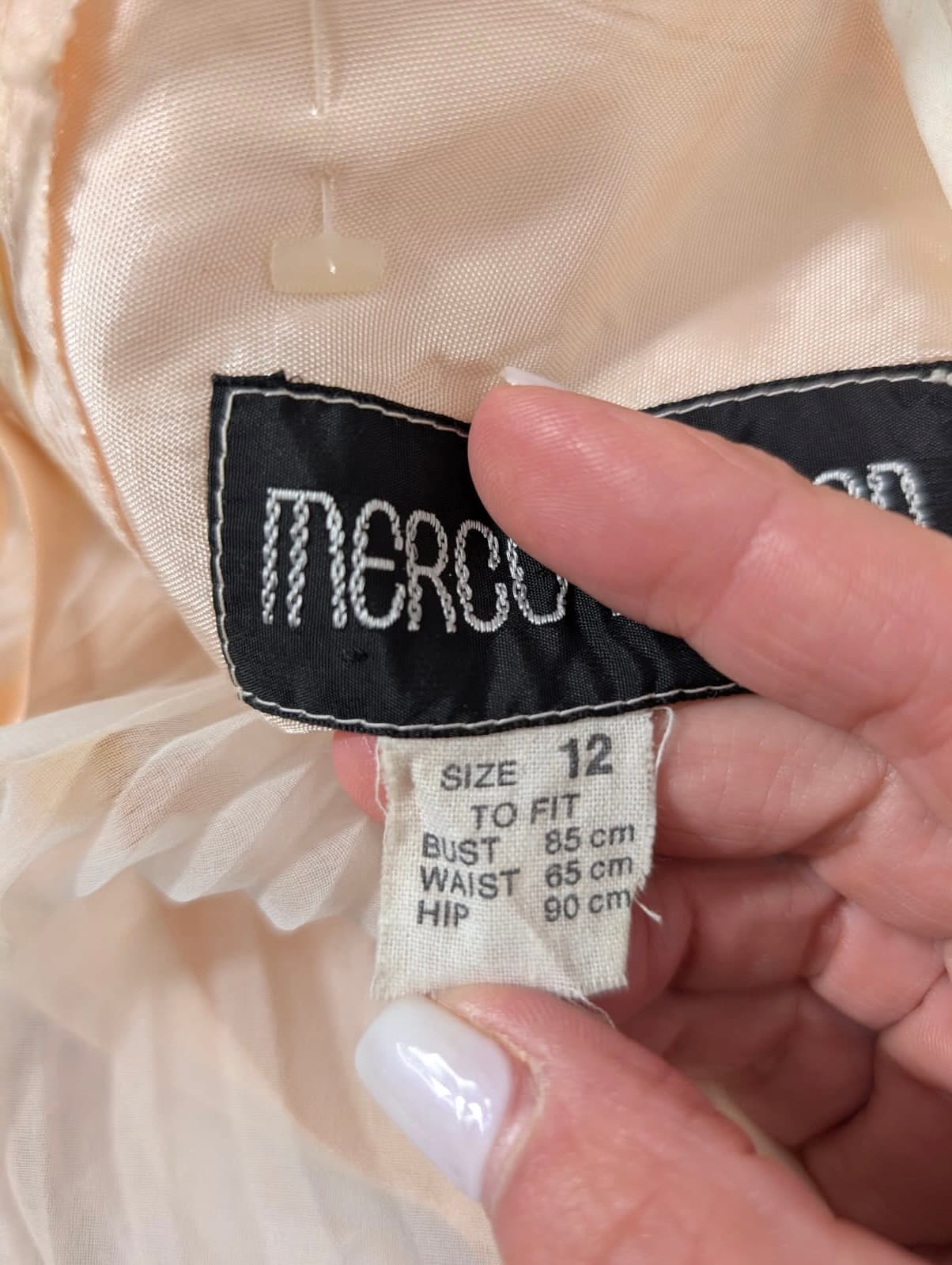Vintage 1970s Merco Davron Pale Pink Pleated Chiffon Flutter Sleeve Maxi Dress — photo 6 of 8