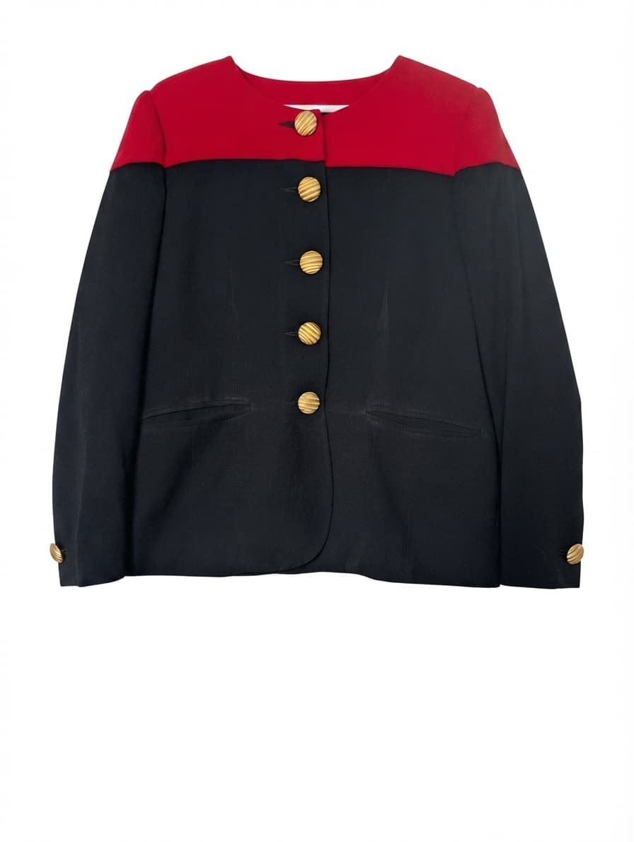 Vintage 80s/90s Colorblock Blazer Red and Black Gold Buttons — photo 1 of 5