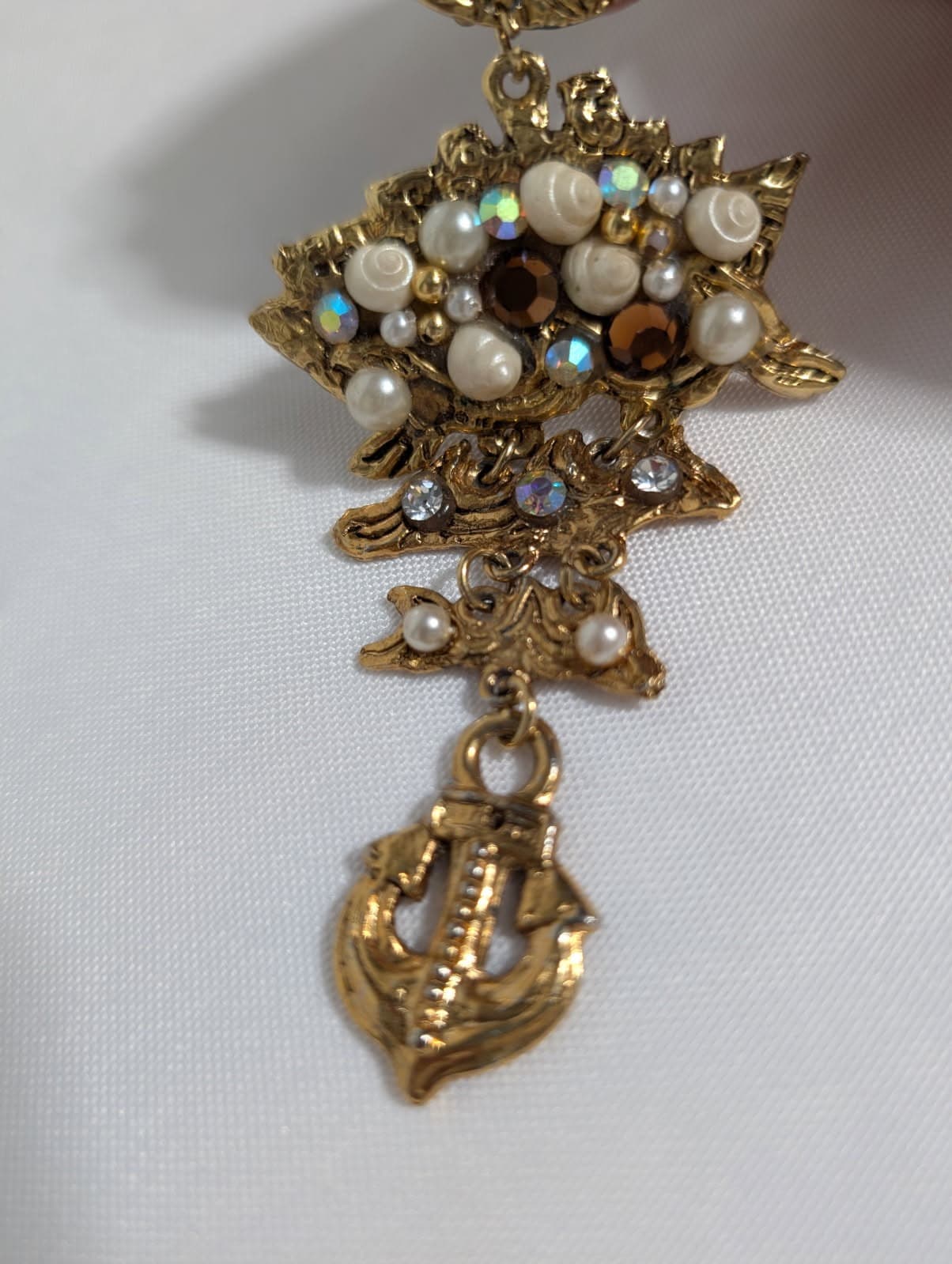 Vintage Anchor Statement Earrings Gold Tone clip on — photo 3 of 5
