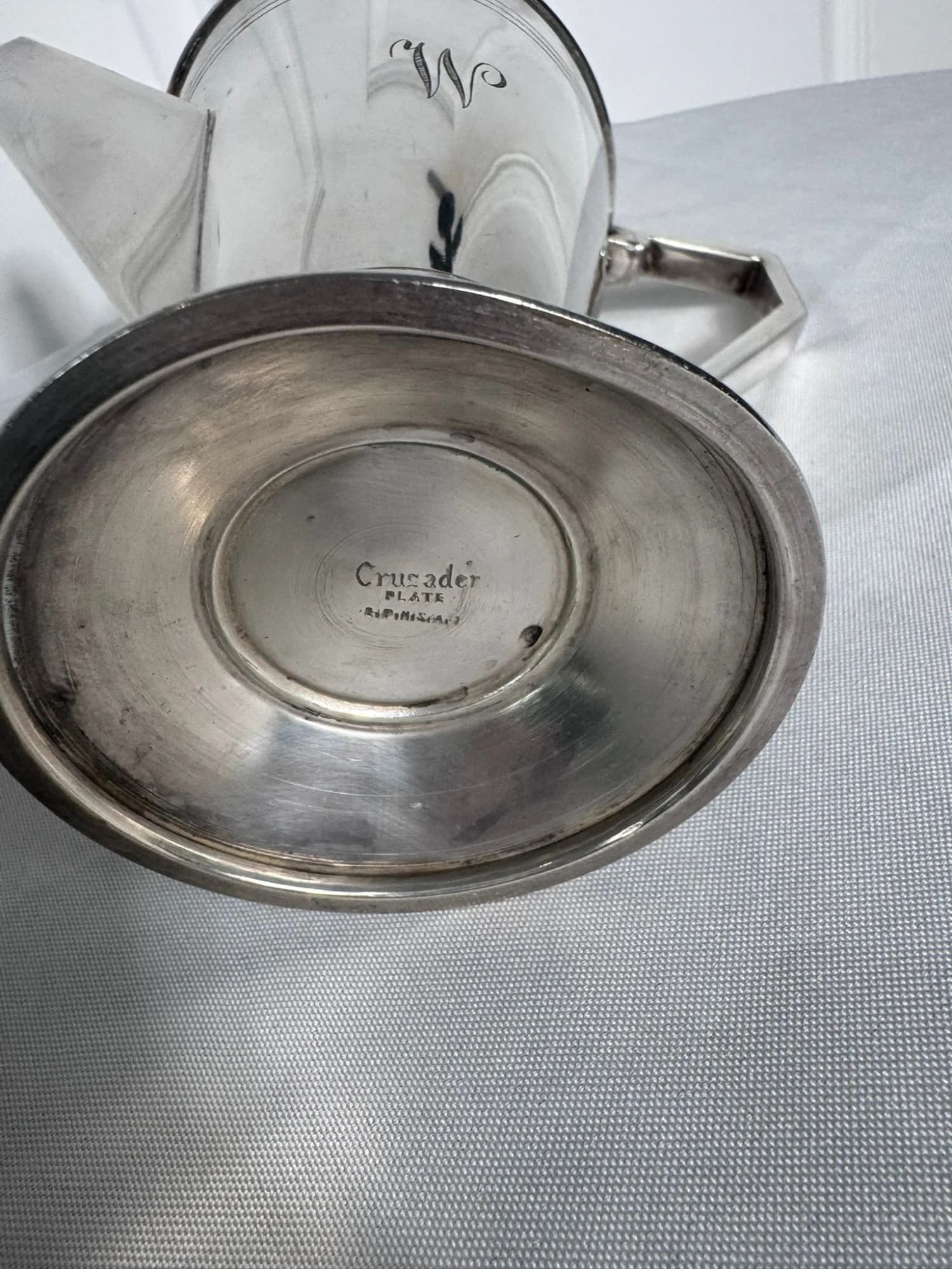 Vintage Art Deco Silver Plated Coffee Pot - Elegant Monogrammed Design — photo 5 of 8