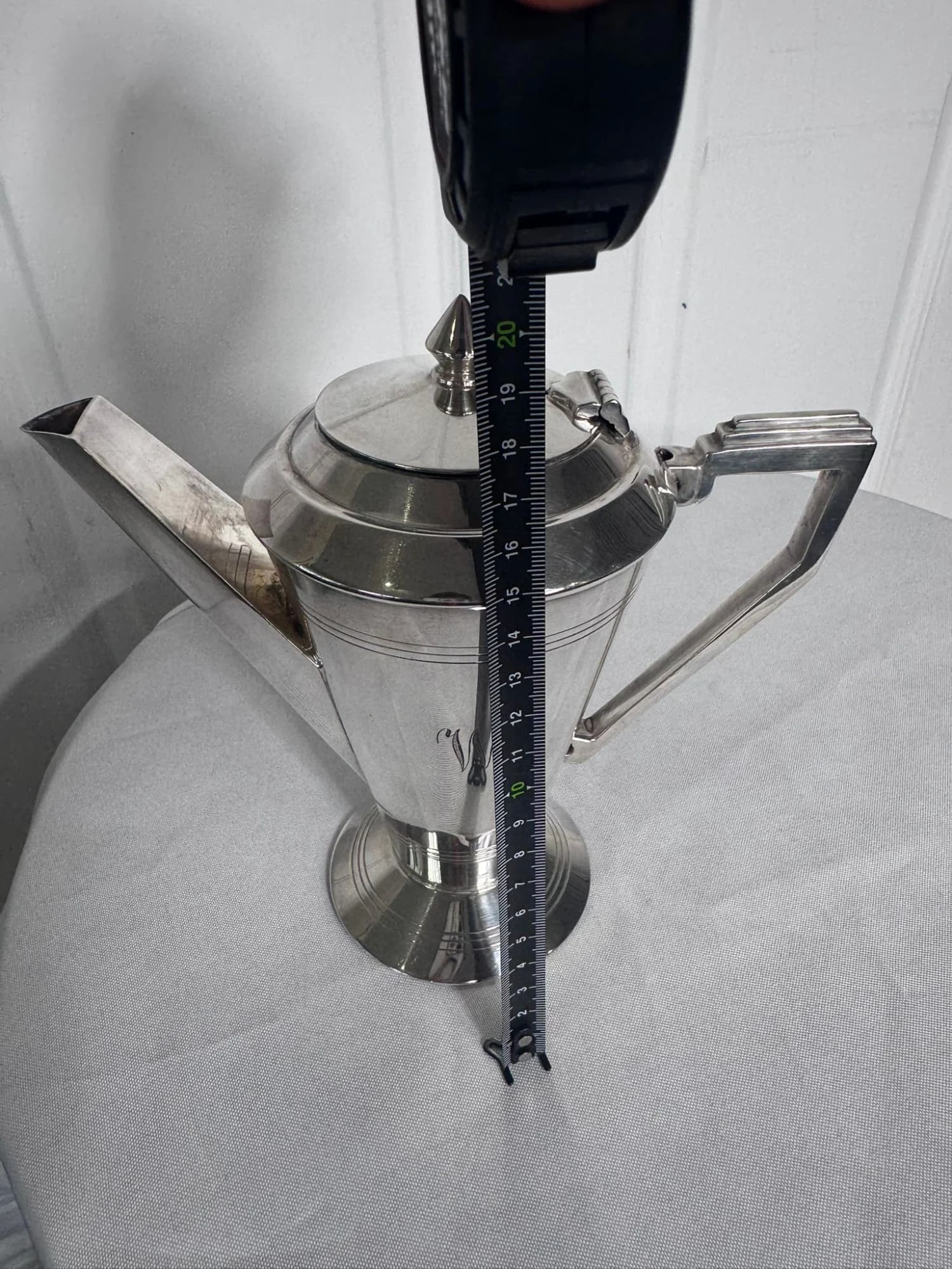 Vintage Art Deco Silver Plated Coffee Pot - Elegant Monogrammed Design — photo 8 of 8