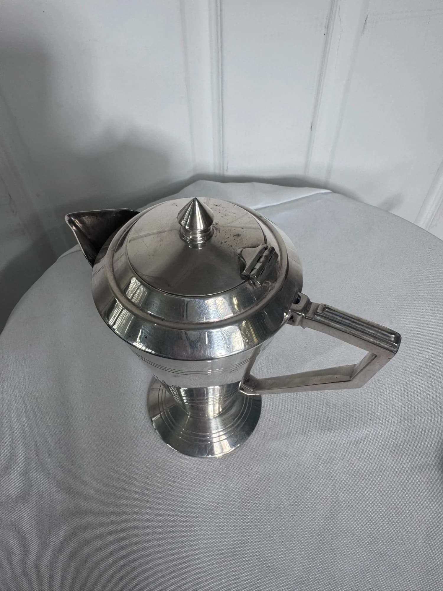 Vintage Art Deco Silver Plated Coffee Pot - Elegant Monogrammed Design — photo 4 of 8