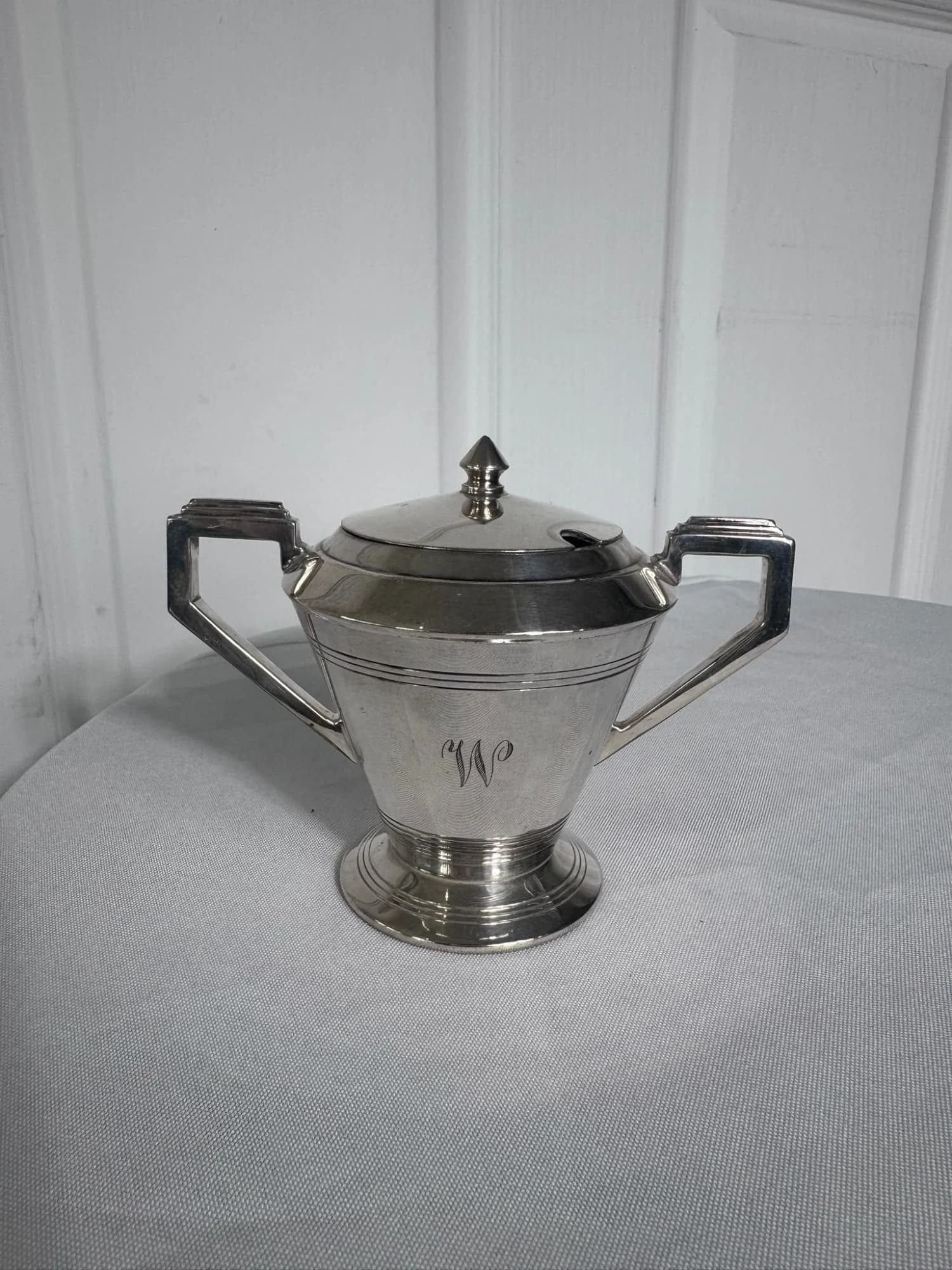 Vintage Art Deco Silver Plated Sugar Bowl With Lid — photo 2 of 7